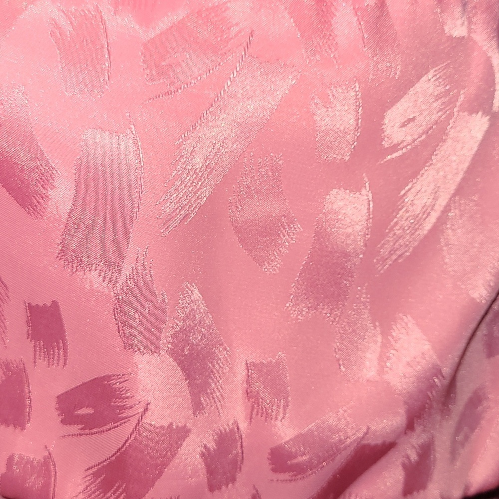 VTG Pink Two-Piece Satin Skirt Set Puffy Sleeve JOLIBEL - Picture 11 of 13